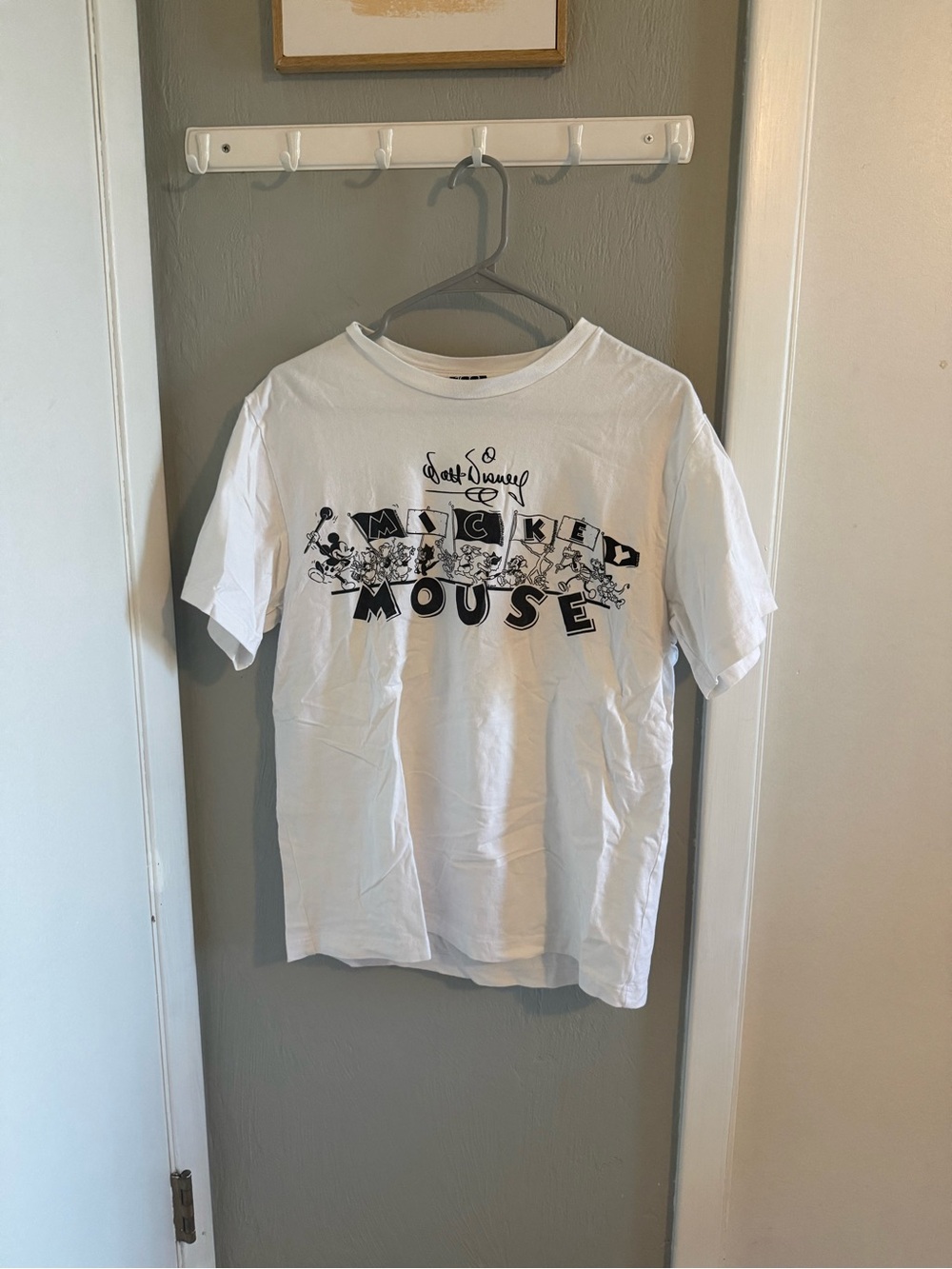 Disney White Tee with Black Mickey Mouse Graphic